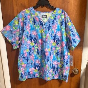 Butter Soft Originals Multicolor Print Scrub Top